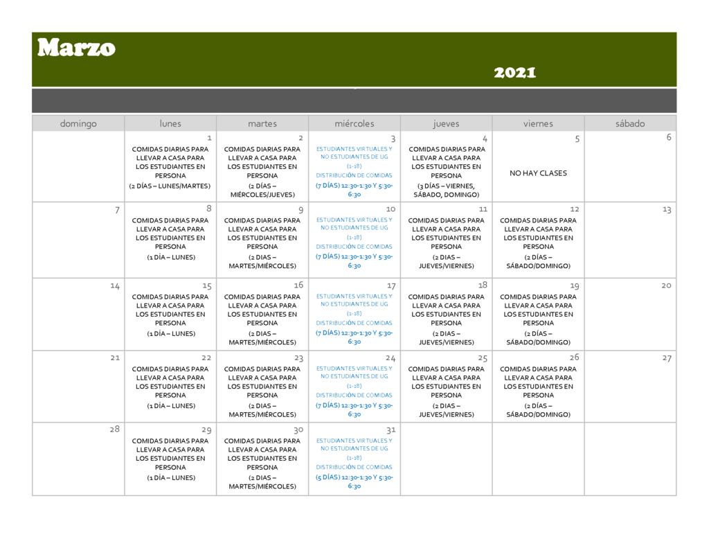 Meal Calendar